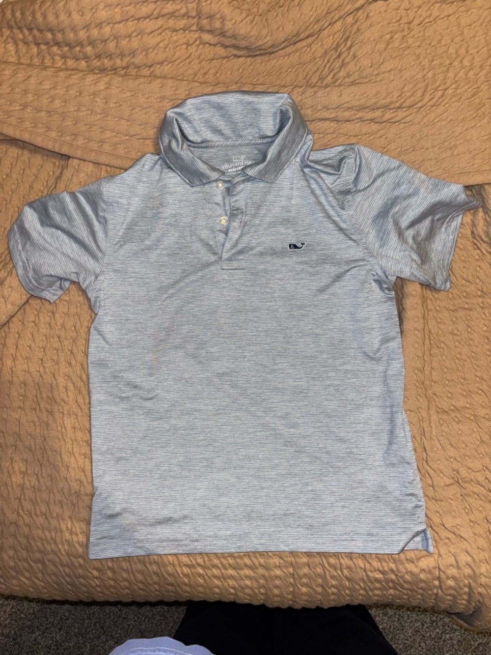 Vineyard Vines Boys Light Grey Micro-Striped Polo